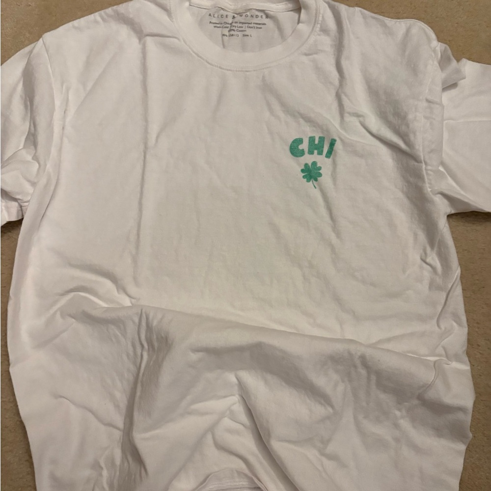 White T-Shirt with Green Logo